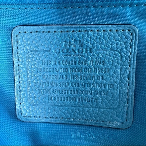 Coach Azure Blue Pebble Leather Silver Turn Lock Small Backpack - Picture 4 of 14